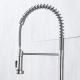 Single Lever Coil Spring High Arc Kitchen Faucet With Sprayer Brushed Nickel