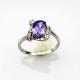 Fashion Jewelry Amethyst Sterling Silver Ring with Cz Diamonds(FR017)