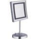 Cosmetic Bathroom Magnifying Mirrors Chrome Square LED Desktop