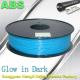 ABS Glow in The Dark 3d Printer Filament 1.75 / 3mm  glow in dark Blue ABS filament