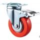 Locking Wheel Red Urethane Casters With Brakes