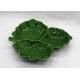 Green Ceramic Cabbage Leaf Plates 3 Part Dolomite Dinner Serving Platter