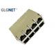 Magnetic RJ45 Connector 2 x 4 Stacked RJ45 Connector 10 / 100 / 1000 Base T - 40 to 85  ℃