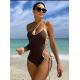 Black Ladies One Piece Swimsuit With High Elasticity And Full Length