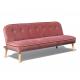 Crushed Velvet Foldable Sofa Bed Dusty Rose Fabric Cover With Wood Leg