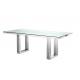 Modern design stainless steel tempered glass top 8 peoples dinig table for home wedding