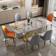 Marble Stainless Steel Dining Table Chair Sets With Velvet / PU Seat