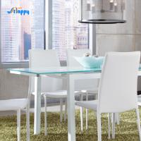 Customizable 170cm Length Glass Top Dining Table Heat Resistant With Iron Legs