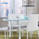 Customizable 170cm Length Glass Top Dining Table Heat Resistant With Iron Legs