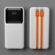 Compact Built In Cable Power Bank White Portable Powerbank Overcharge Protection