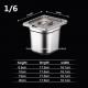 Dining room furniture 1/6 stainless steel jam pot thickened metal rectangular canteen buffet serving mixing plate