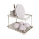 2-Tier Collapsible Dish Drying Rack - Foldable Stainless Steel Sink Organizer with Drain Board