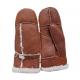 Bilberry Cheap Patched Sheepskin Lamb Fur Mittens with Belt for lady brown color