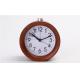 Small Round Wooden Alarm Clock , Analog Snooze Night Light Wooden Desk Clock
