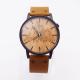 Japan Quartz Movement Mens Stainless Steel Watch With Bamboo Dial
