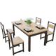 Optional Glass Top Dinning Table Set with Solid Wood Table and Modern Metal Chairs