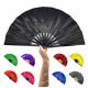 Colorful Foldable Hand Fans 13 inch Bamboo Plain Hand Held Fabric Fan