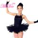 Swan Feather Neckline Ballet Dance Costumes , Black Childrens Ballerina Outfits