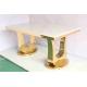 Gold Color Marble Dining Table With U Base Home Furniture
