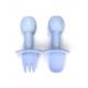 Mushie Folding Baby Forks Spoons Utensils Nonslip Blue Brown Silicone Red