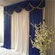 Hot Sale Gorgeous blue silk cloth drape valance curtains with ivory tassel