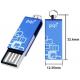 Blue Flower Large Metal 1GB Mini USB Thumb Drive With USB-ZIP Mode