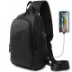 7.9 Inch IPAD USB Charging Shoulder Travel Sling Bag 18*10*30cm