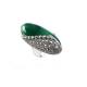 Vintage Sterling Silver Ring with Oval Green Agate and Marcasite (R12283GREEN)