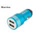 Promotional Dual Usb Car Charger Multi Color For Smart Device Charging