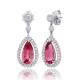 S925 Yellow Gold Plated Natural Pear Shaped Pink Tourmaline Earrings Halo CZ