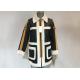 Black PU White Shearling Polyester Coat Warm Contrast Pleather Jacket With Badges For Ladies