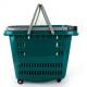 Retail Supermarket Shopping Basket With Wheels , Collapsible Shopping Basket