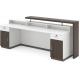 Modern 2.55M Custom Reception Desk Standing Coffee Oak Ivory White