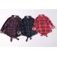 Ladies 3 Color Plaid Shirts Spring And Autumn New Style Bandage Design