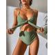 Solid Color Ladies One Piece Swimsuit Chest Tether Sexy Bathing Suits One Piece