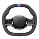 2020- For BMW 5 Series Hand Stitch Leather Suede Car Steering Wheel Cover with Customized Thread Color