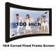 Full HD 100 Inch Curved Fixed Frame Projection Screen 16:9 For Home Cinema Video Projector
