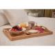 organic bamboo wooden food serving tray with handle
