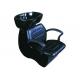 Black Fiberglass Salon Shampoo Chairs Ceramic Bowl With 24.5 Inch Width