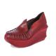 S469 Season Shoes Wedge Heel Leather Original Handmade Idyllic Retro Height Increase Shoes Mother Shoes Single Shoes