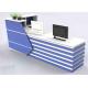 Wood With Lines Design Front Reception Desk / Office Reception Counter Dust Proof