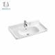 Flat Design Bathroom Inset Basin Elegant Square Integrally Formed Ceramic White