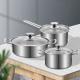 3 Pcs Stainless Steel Cookware Cookware Sets Induction Cook Pot Set Of Stainless Steel Pot Sets With Lid