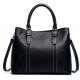 Black First Layer Cowhide Leather Tote Handbags ODM Zipper