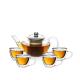 Glass Tea Set Glass Teapot Tea Infuser and 4 Double-Wall Insulated Glass Cups