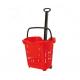 Shop Plastic Grip Handle Shopping Basket Trolley / Grocery Handy Basket With Wheels