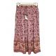 Ladies Fashion Long Printed Wide Trousers With Elastic Waistband of Tassel