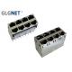 Eight Ports RJ45 Jack Connector 1.27mm Terminal Pitch With Light Pipes And EMI Springs