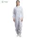 ESD cleanroom Anti static coverall white color dust-free with pen pocket  conductive fiber