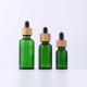 100ml 50ml 30  Ml 15ml Green Essential Oil Glass Dropper Bottles Eye Dropper Bamboo Lid Cosmetic Jar